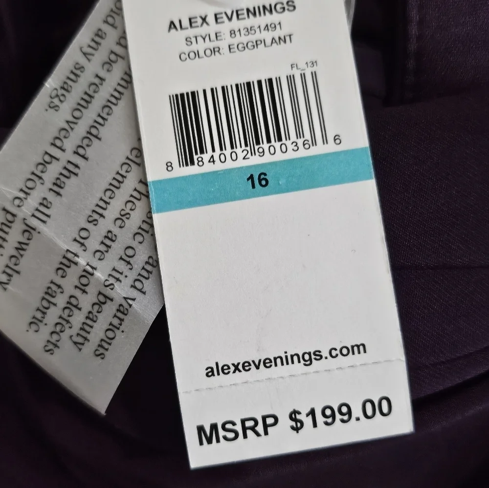 📣Alex Evenings Formal 👗 Cowl Back Embellishment 😍 🆕 With  Tags Plus Size 16